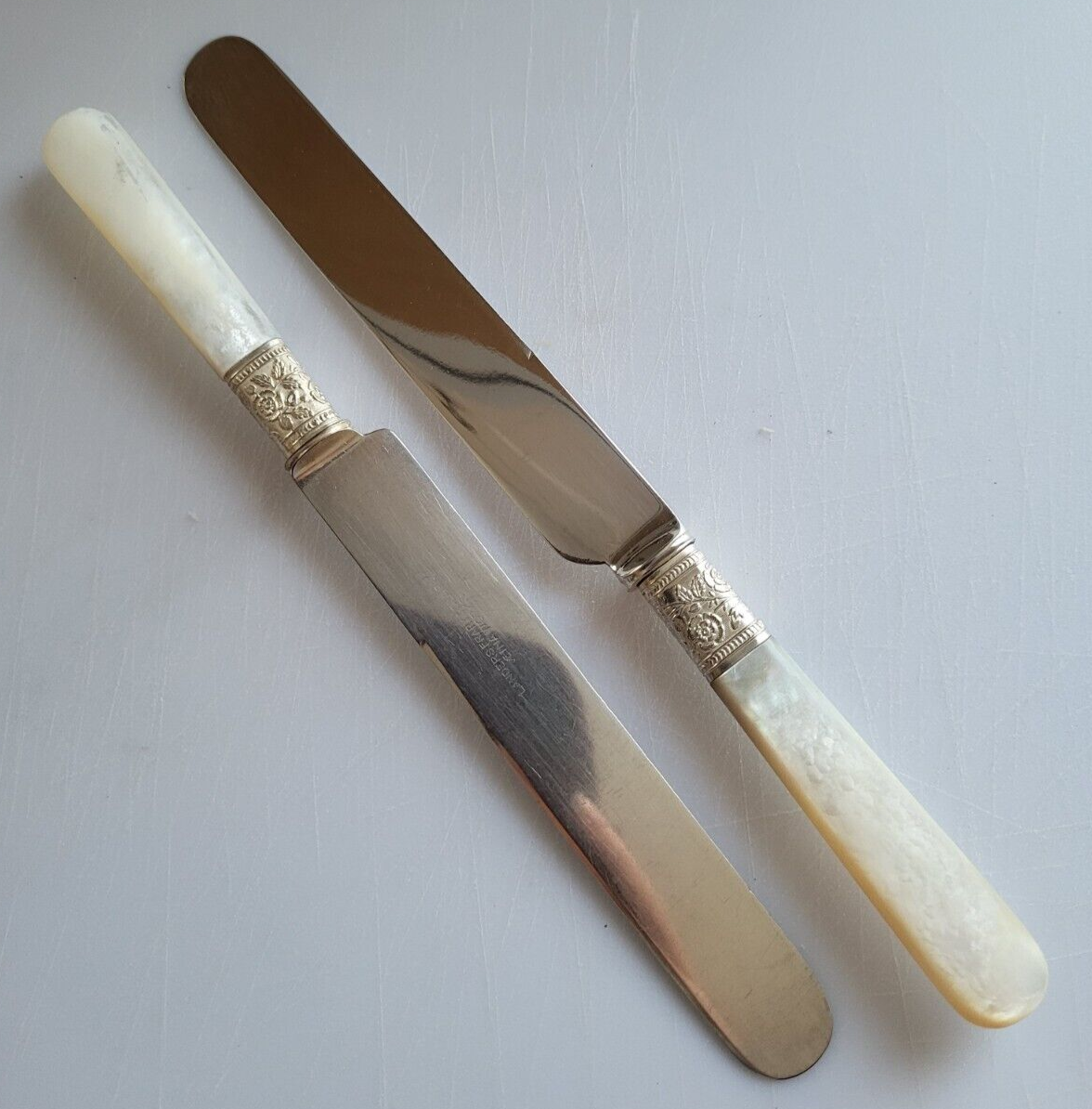 10 Vintage Sterling Silver Collar Mother of Pearl Handle Knives | eBay