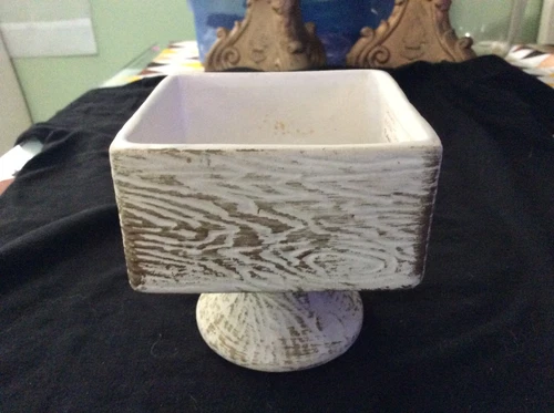 Vintage McCoy USA Woodgrain Tonecraft Pedestal Planter Art Pottery MCM ceramic