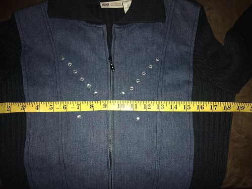 Women’s Faded Glory Jacket-Sweater Denim Blue and Black Size Small - Picture 7 of 8