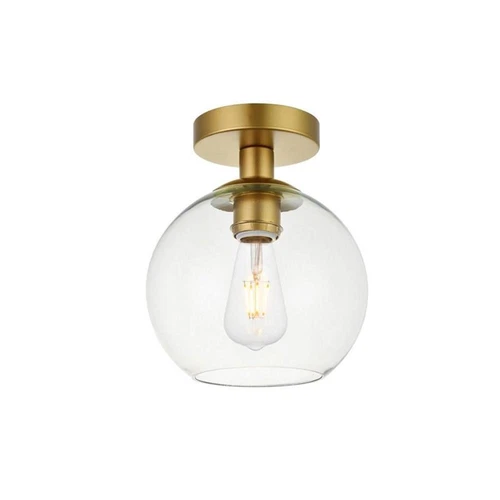 Living District Baxter 1-Light Metal & Glass Flush Mount in Brass/Clear - Picture 3 of 6