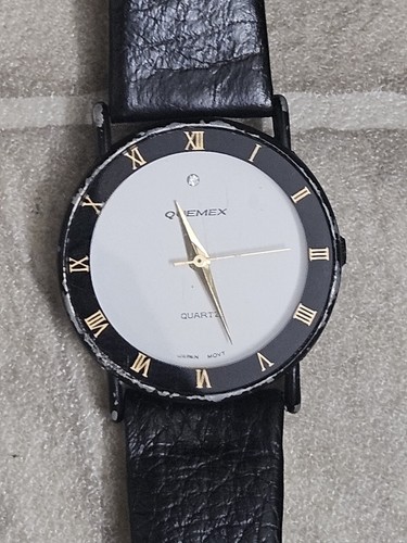 Quemex Small Unisex Face Bezel Band Analog Quartz Black Watch - Picture 2 of 4
