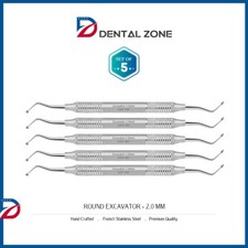  SET OF 5  EXCAVATOR ROUND 2.0MM DOUBLE ENDED DENTAL HAND INSTRUMENTS CE 