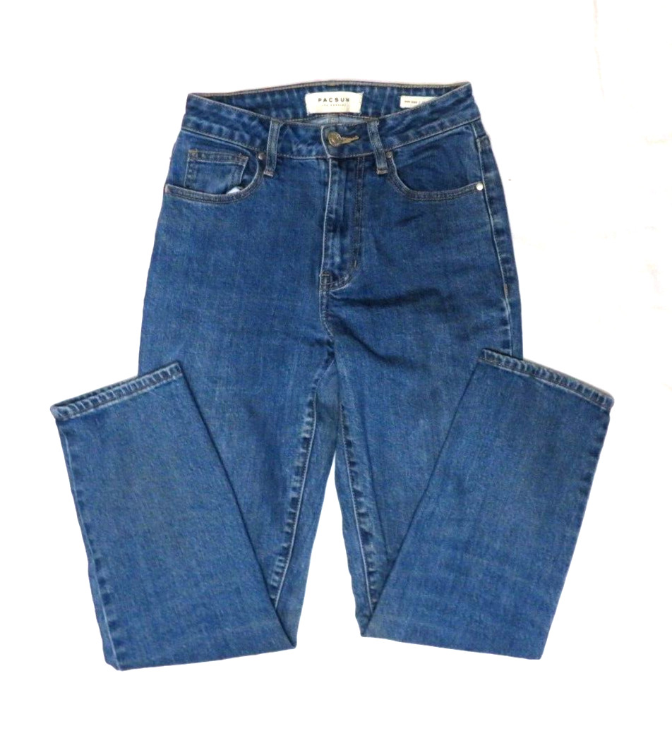 PacSun Mom Jeans Women's High Rise Medium Wash Cotton Denim Blue - Size 23-image