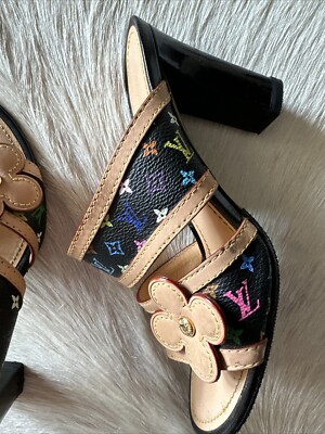 Louis Vuitton フラワー装飾 ミュール Louis Vuitton フラワー装飾ミュール 24cm 【VUITTON】フラワー