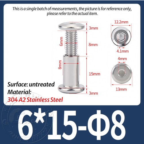 FURNITURE JOINT CONNECTOR BOLT & CAP NUT - ALLEN KEY HEAD - A2 STAINLESS STEEL - Picture 95 of 144