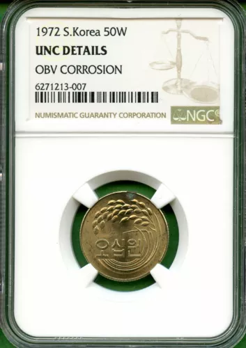 KOREA  1972  50 WON   NGC UNC DETAILS