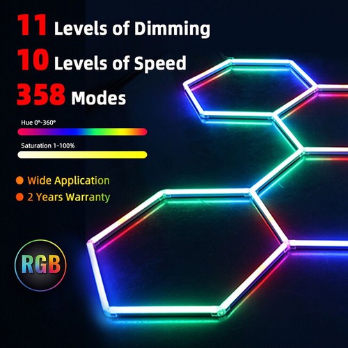 5-14X LED Hexagon Licht RGB Farbwechsel Dimmbar Waben Beleuchtung Wandleuchte - Picture 28 of 29