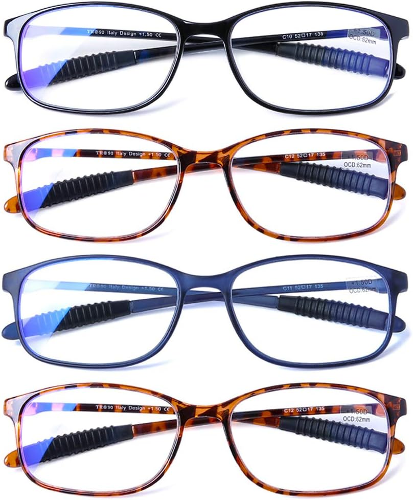 Reading Glasses 4 Pack Blue Lit Blocking anti Eyestrain Flexible Litweit Compute-image