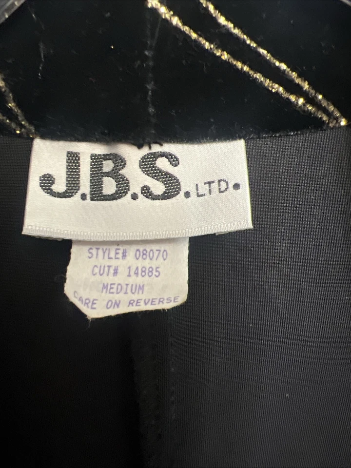 Chaqueta cárdigan para mujer JBS LTD mediana negra dorada terciopelo frente abierto relajado Foto 3 de 4