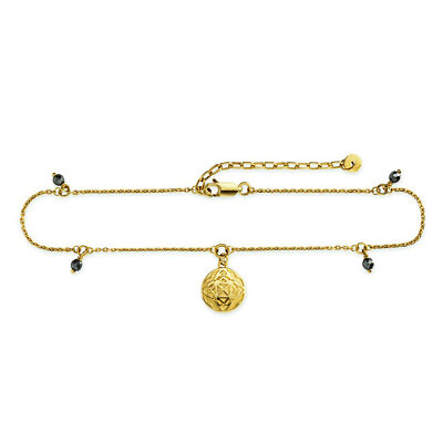 cai women Fußkette 925 Sterling Silber vergoldet 4x Hämatit Münze Morocco Nights
