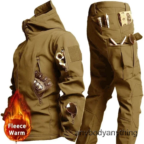 Nuovo set impermeabile per uomo giacca invernale con cappuccio + pantaloni set 2 pezzi - Foto 9 di 42