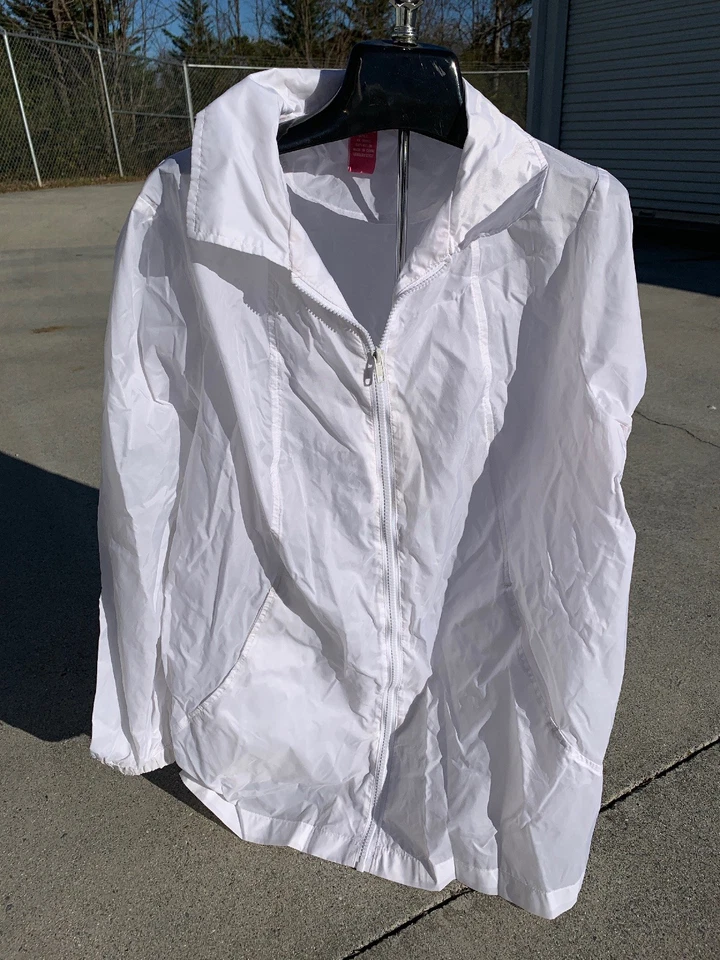 ЖЕНЩИНА внутри все белый нейлона ветровка куртка Blazer женщин Sz L 👗gn1-m12 - Изображение 3 из 4