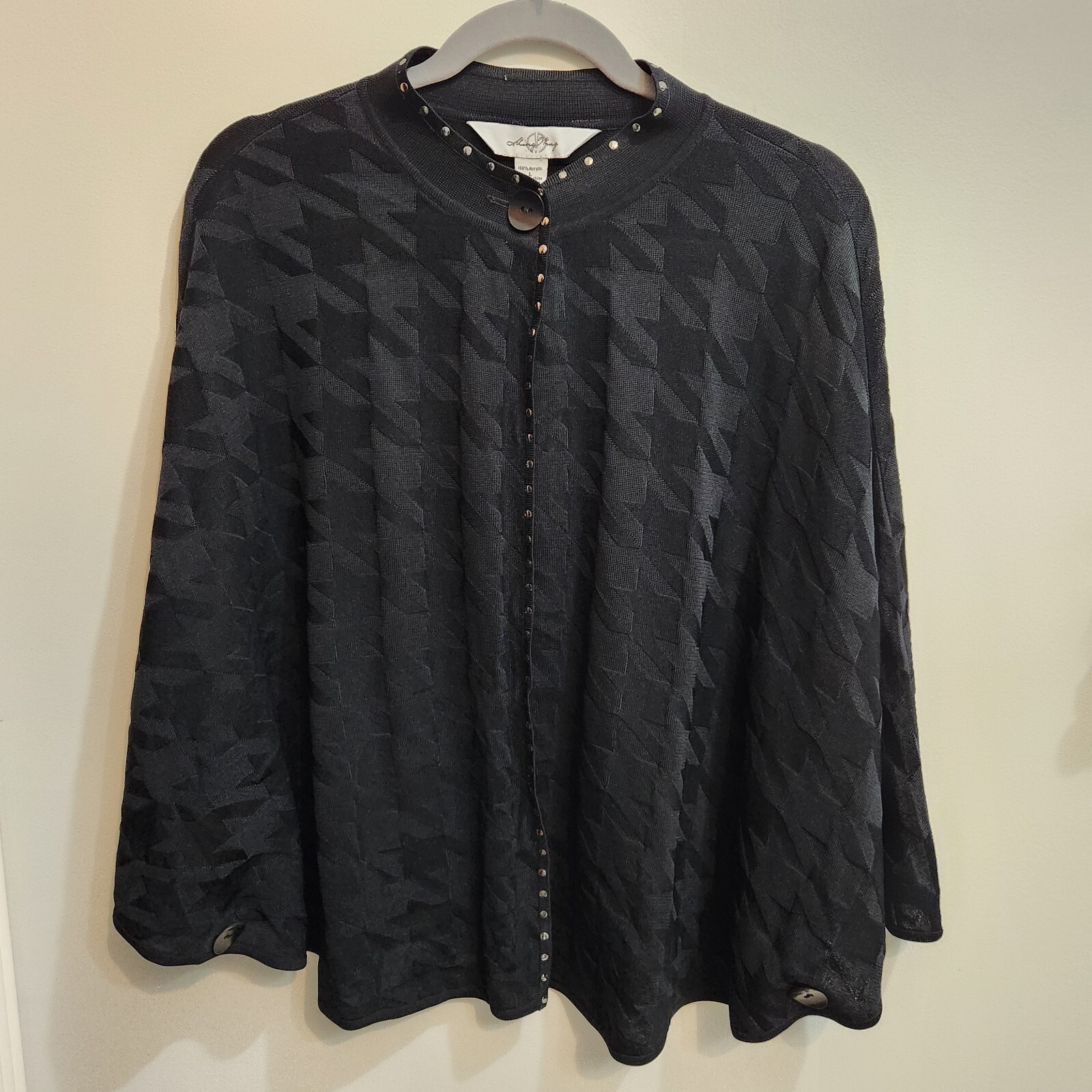 Ming Wang Textured Pattern Black With Studded Tri… - image 3