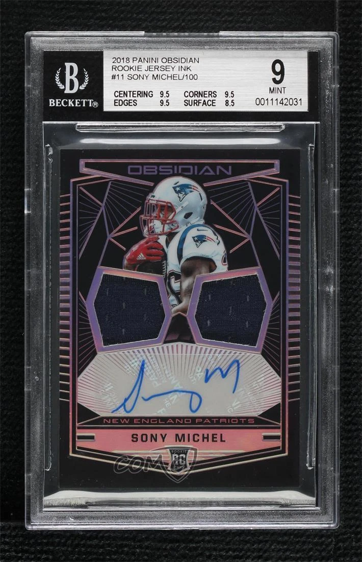 Sony Michel Panini Obsidian Rookie Jersey Ink Dual Relics #11 Base