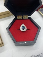 Azurite Malachite Sterling Silver 925 Statement Ring Size 9