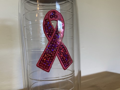Tervis Pink Sequin Breast Cancer Awareness Ribbon 24 oz Water Bottle w/Gray Lid - Picture 2 of 10