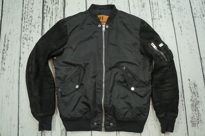 DIESELディーゼル15SS Leather Varsity Jacket Diesel Varsity Goatskin Leather Sleeves Jacket Men S Small