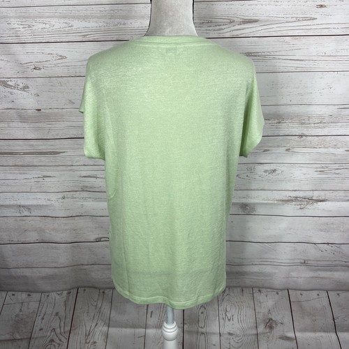 Orvis Womens Soft Knit Top Blouse Size Small Green V-Neck Short Sleeve - Picture 5 of 9
