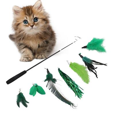 Katzenfeder Spielzeug Set Teleskop Angeln Spaß Übung 7 Teile Nachfüllpackungen