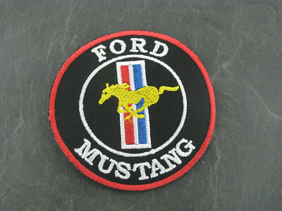 Patches Aufbügler Aufnäher Ford Mustang rund Cobra Shelby V8 muscle car Racing