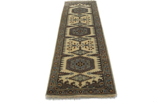 Vintage-Style Indo-Viss Oriental Runner Handmade Tribal Geometric Carpet 3X8 ft - Picture 2 of 13