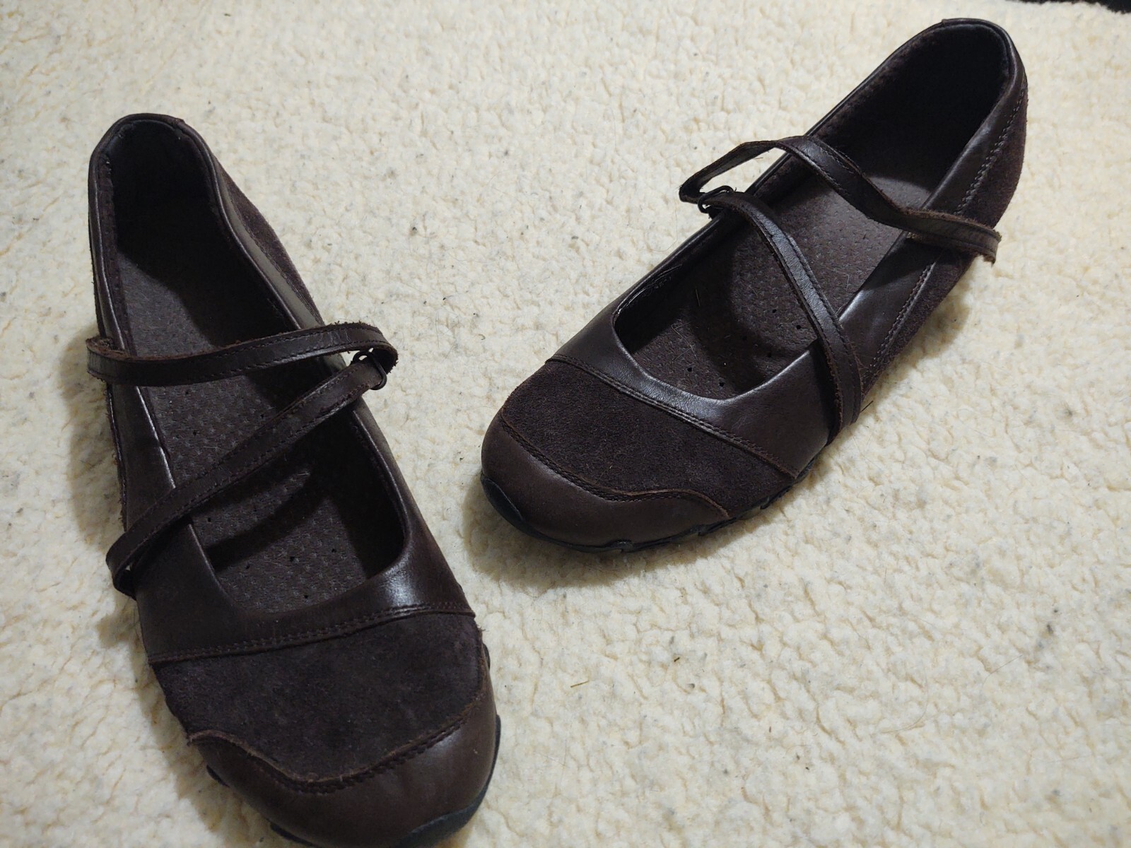 Skechers Relaxed Fit Air Cooled Chocolate Leather Memory Foam Mary Jane's Sz 10