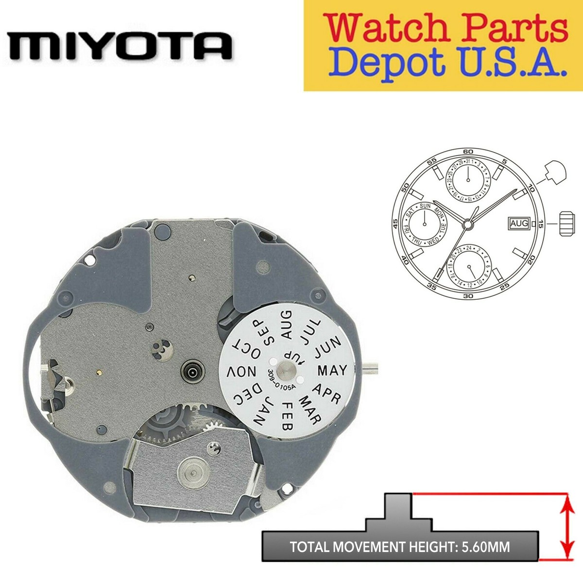 Miyota 2305 Movimento Orologio Al Quarzo - Foto 9