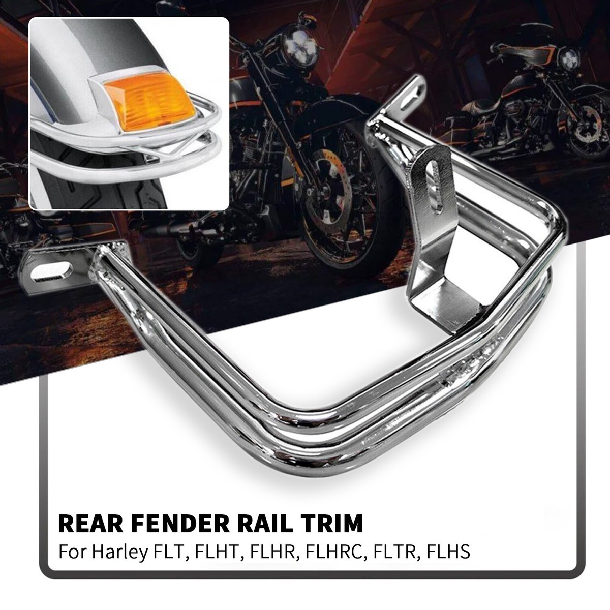 Chrome Rear Fender Rail Trim Bumper Fit For Harley Electra
