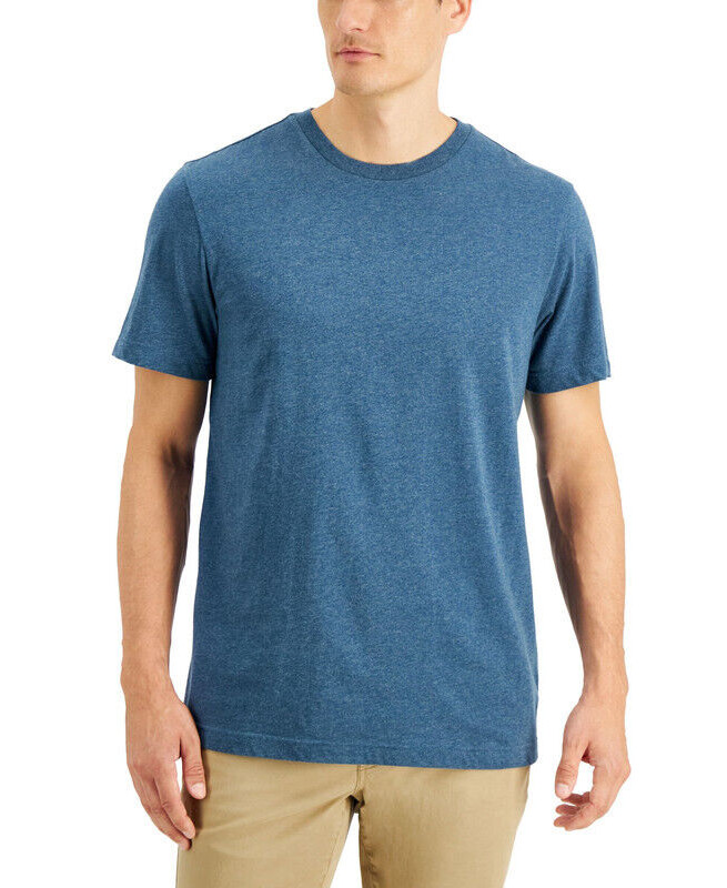 Клубная мужская однотонная футболка с круглым вырезом из хлопка синего цвета размер XXL 3790₽