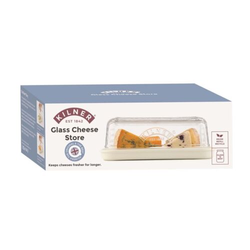 Cheese Storage Tray Glass Lid Removable Seal Cheese Store Holder Tray Kilner - Picture 2 of 3