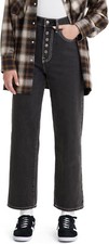 Size 24 x 27 Levi's Women's Dark Wash Snap Ribcage Straight Ankle Jeans MUJER