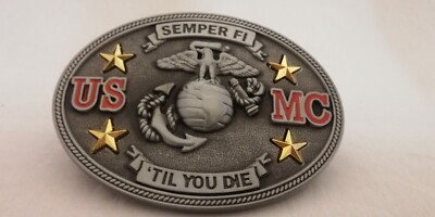 Neu Gürtelschnalle US MC Marine Corps Semper Fi NAVY CIS Buckle Belt Top
