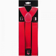 Suspender 1.5" wide RED Suspender Heavy Duty Clown NEON RED PLAIN COLOR