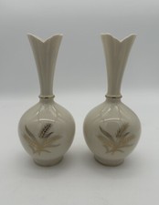 Pair Lenox Bud Stem Vase Ivory Cream White China Bulbous 8” Made In USA Nice