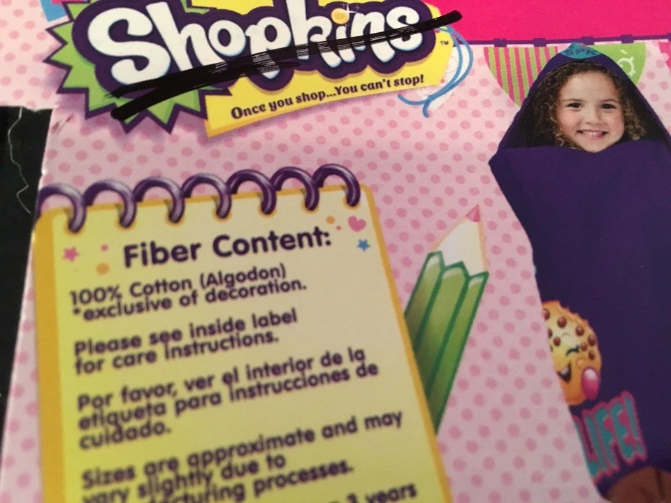 Shopkins с капюшоном полотенце ванна надежном девочек ванна 22,5 x 51 хлопок новый - Изображение 4 из 4