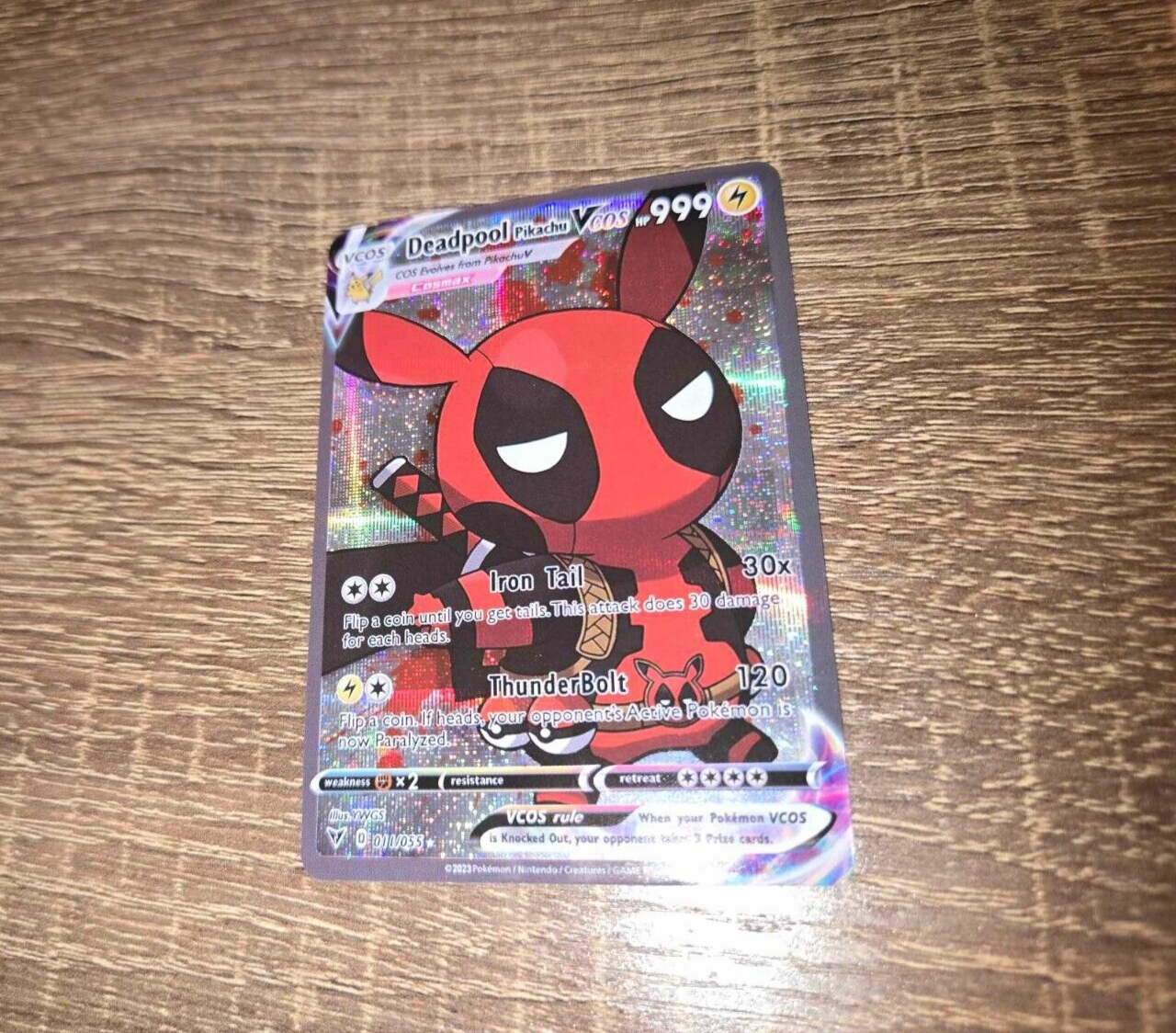 Pikachu Deadpool Pokemon Card VMAX Rainbow GX EX GX ACG V Star Holo Cosplay ART