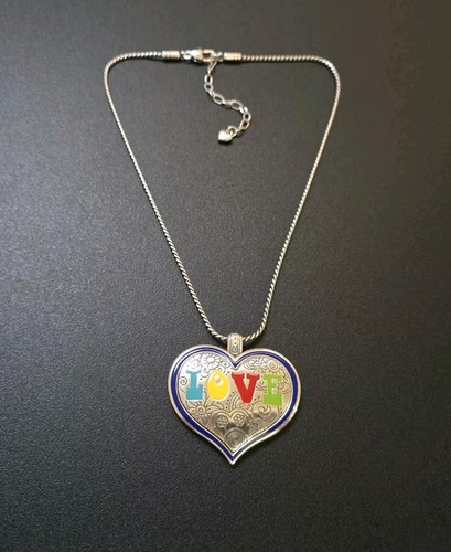 Brighton Pure Silver Plate Enamel Love Heart Pendant Necklace