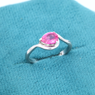 925 Sterling Silver Simulated Pink Tourmaline Ring, Wedding Ring, Gift For Har