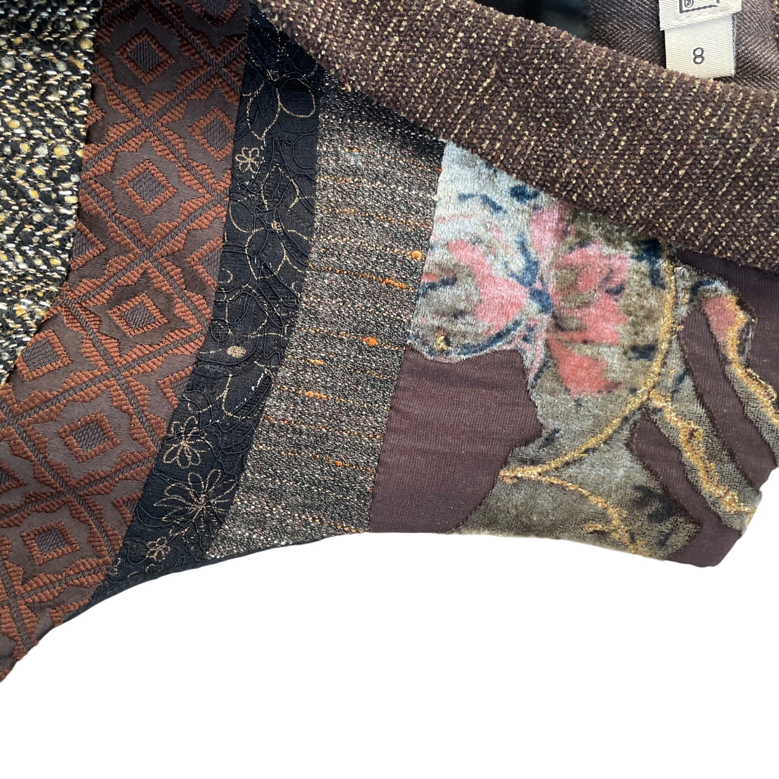 Canvasbacks Woman's VestPatchwork 8 Brown Boho - image 6