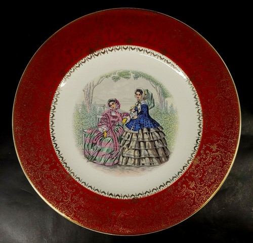 Set 10 Vintage Century by Salem 23 Karat Gold Victorian Women Dinner Plate s-2I - Picture 3 of 5
