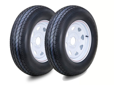 #ad 2 FC Trailer Tire Assembly ST175 80D13 8 Ply White Spoke Rim 5 Lug on 4.5quot; $182.75