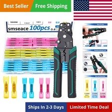 100PCS Wire Butt Connectors with Wire Stripper Crimping Tool22-10Awg Butt Splice
