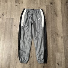 Nike Track Pants Mens Medium Woven Lined Ankle Zip Pockets Gray Elastic Waist