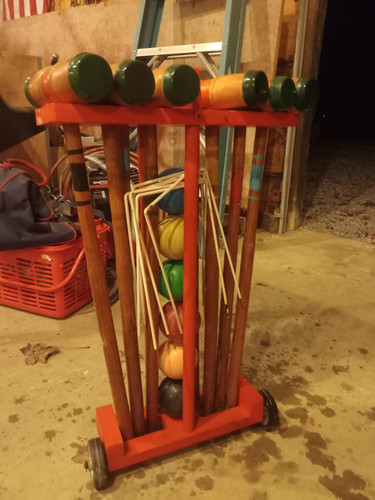 Vintage Croquet Set On Wheels 6 Person