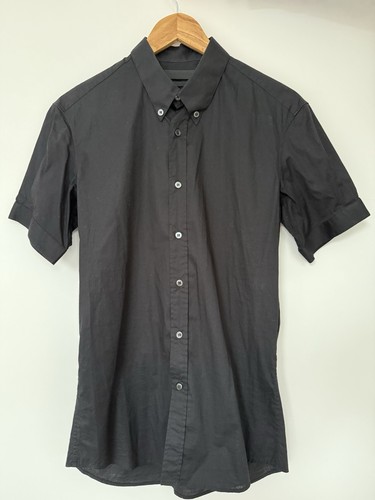 Alexander McQueen, Alexander McQueen Archive 2006 Men’s Short Sleeve Black Slim Shirt Vintage