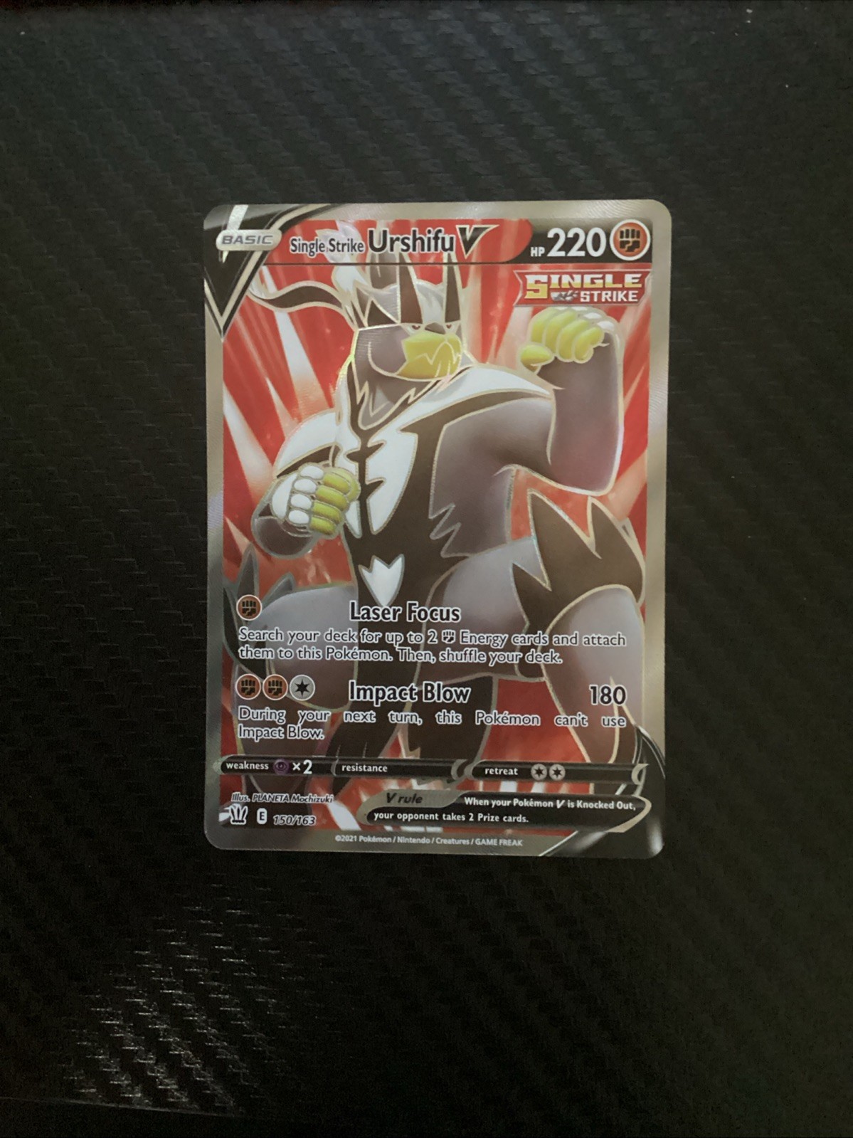 Single Strike Urshifu V 150/163 Full Art - Battle Styles Pokemon Card - NM