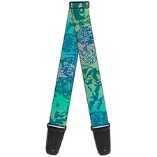 Buckle-Down Guitar Strap Retro Monster Aqua 2 Inches Wide