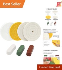 6 Inch Buffing Polishing Wheels Kit Cotton Fine Medium for Bench Grinder