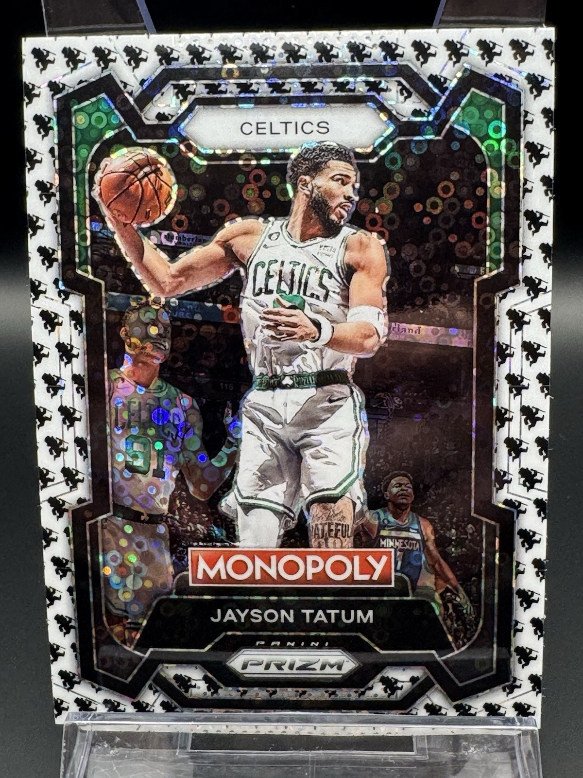 2023-24 Panini Prizm Monopoly - Monopoly Man Black & White Prizm #7 Jayson Tatum