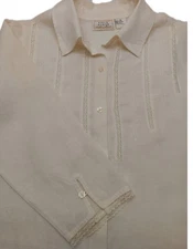 Vtg Field Manor Modern Classics 100% Linen  Button-Up Shirt Size 10 Romantic 